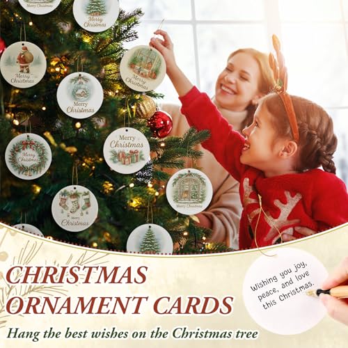 Motiskyy Christmas Round Cards with Envelopes & Lanyards - Holiday Party Supplies