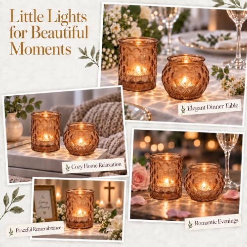 Amber 36-Pack Votive Candle Holders – Dual Shape Glass Tea Light Holders