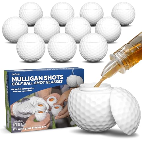 Golf Shot Glasses Set - 12 Golf Ball-Shaped Liquor Flasks with Lids, Funny Gift for Golfers