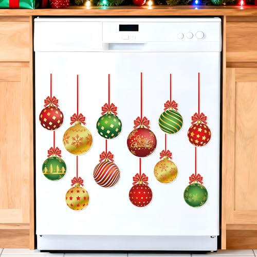 Colorful Christmas Dishwasher Magnets Set - 12Pcs Holiday Fridge & Kitchen Decor