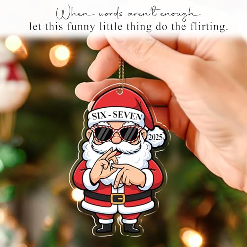 67 Christmas Ornament - Gen Z/Gen Alpha Meme Santa Acrylic Ornament (NANA562556) 4.5in - Funny White Elephant Gift