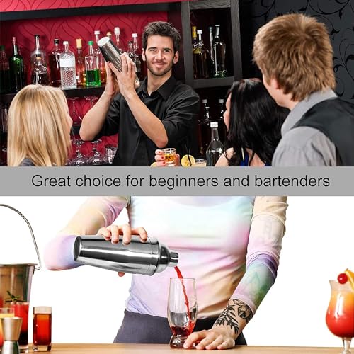 24oz Stainless Steel Cocktail Shaker Set with Built-in Strainer