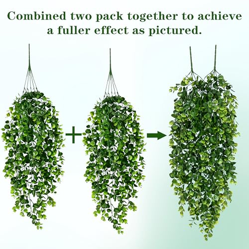 4 Pack Artificial Hanging Plants 2.7FT UV Resistant Faux Ivy Vines