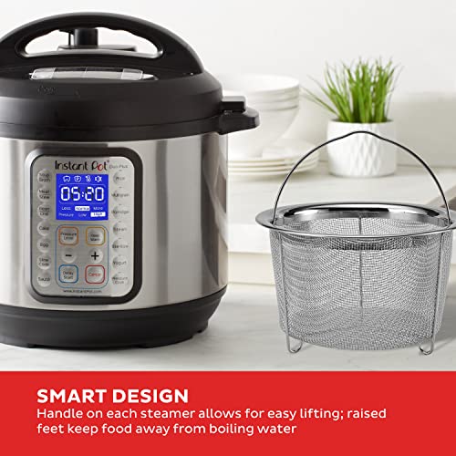 Stainless Steel Mesh Steamer Basket Set with Easy-Lift Handle