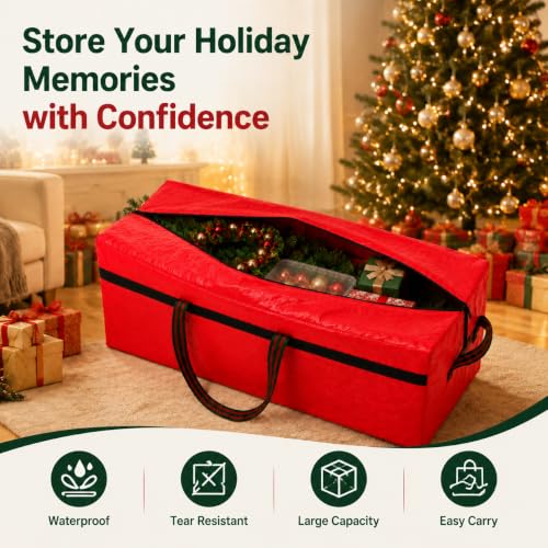 WFK 7FT Christmas Tree Storage Bag Waterproof Zippered Organizer - Red / Medium+
