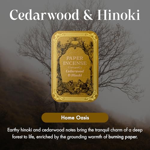 Aromatic Paper Incense with Vintage Tin Case - Cedarwood & Hinoki Scent