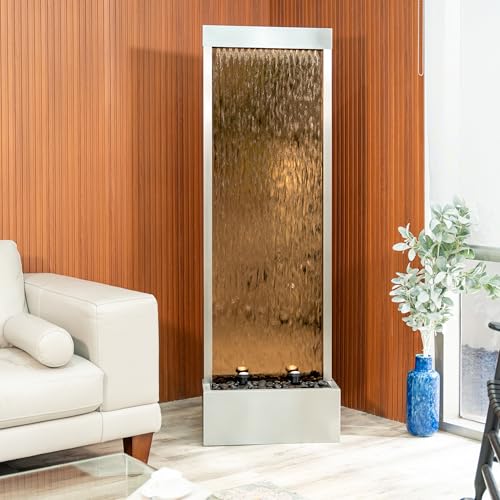 68-Inch Tall Freestanding Waterfall Fountain with LED Lights, Indoor/Outdoor