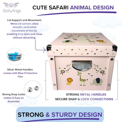 Baby Keepsake Box with Lid & Handles - Large Collapsible Memory Storage