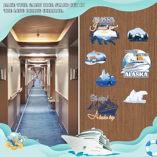 Alaska Cruise Door Magnets, 7-Piece Set – Nautical Cabin Decor by Dazoratix