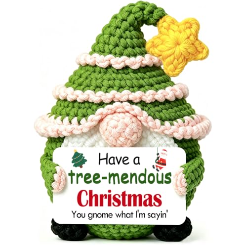 Ainubio Green Christmas Gnome - Emotional Support Crochet Tree Decor