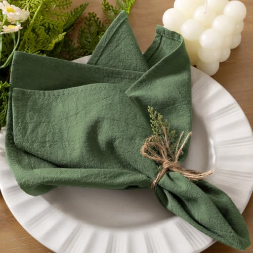 Reusable Cotton Cloth Napkins 17x17 - Set of 4 Green Table Linens