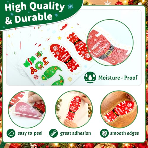 Christmas Peppermint Floor Decals 264-Piece Santa Footprints Sticker Set