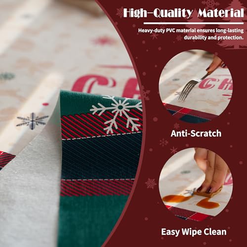 HOMOHEINI Christmas Rectangular Waterproof Tablecloth 52x70 Crimson Checked