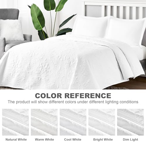 Hansleep White Queen Quilt Set - Soft Lightweight Bedspread Coverlet 3-Piece