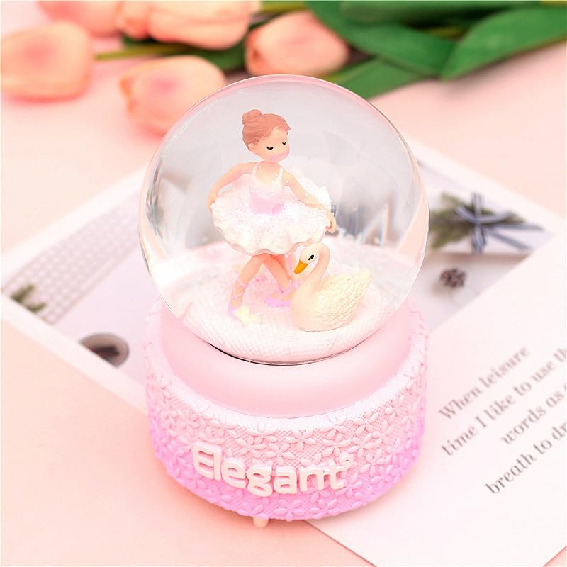 Musical Snow Globe with LED Lights, Ballet Girl & Swan Glass Water Ball
