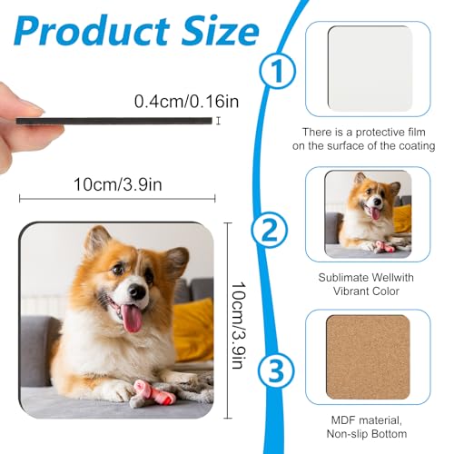 84 Pcs Sublimation Coasters Blanks, 3.93 x Inch, MDF Cork