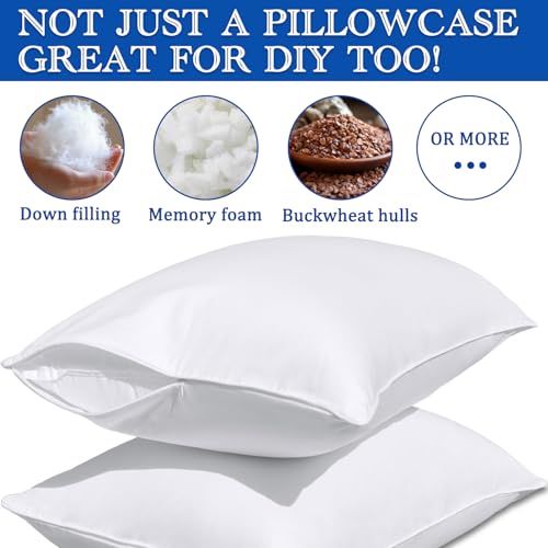 100% Cotton Body Pillow Cover with Double Zipper - 20x54 inches