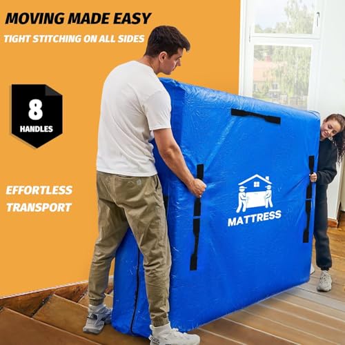 BETU Queen Mattress Bag for Moving & Storage - Heavy Duty Cover with 8 Handles