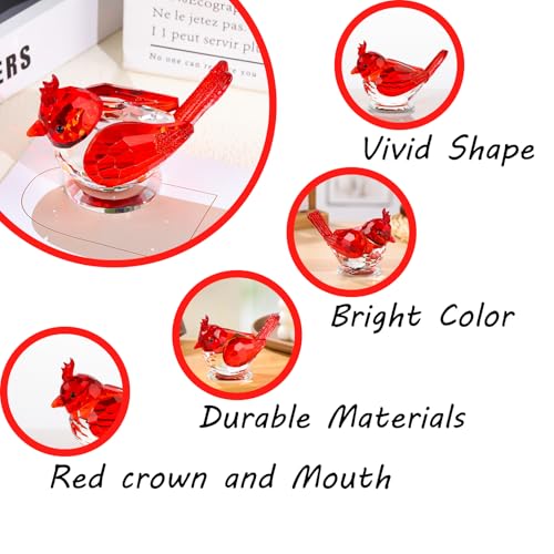 Hand Blown Glass Red Bird Figurine - Bird Decor for Home & Gift - Arikyrist