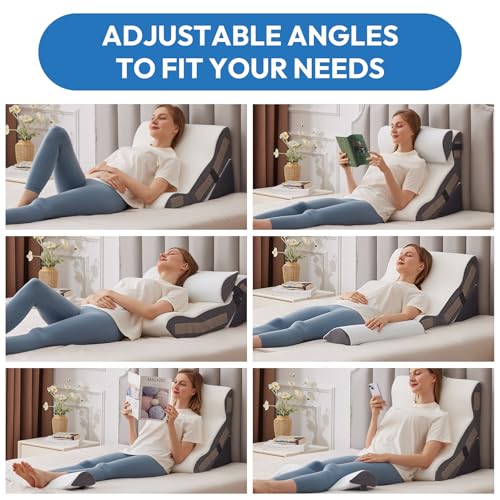 3-Piece Foam Wedge Pillow Set for Acid Reflux & Back Pain Relief