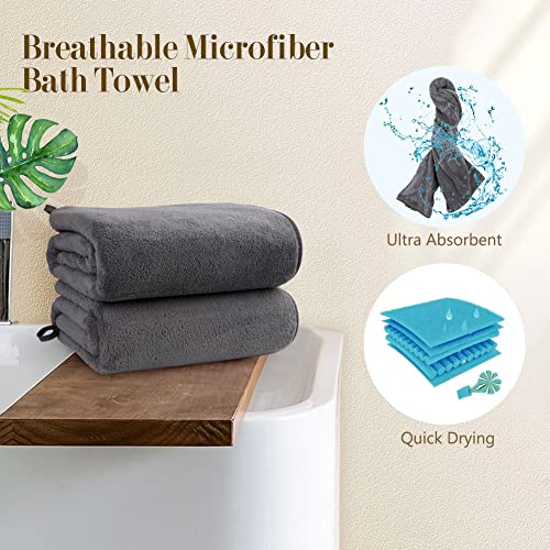 Orighty Microfiber Bath Towel Set 2-Pack (27"x54") - Soft Quick Dry, Grey