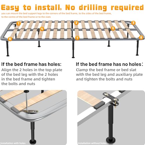 Adjustable Bed Support Legs 7.08-12.6 Inch - Heavy Duty Metal (4 Pack)