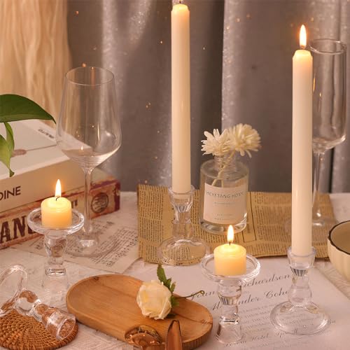 24 Pcs Taper Candle Holders Bulk Set 3.55''x2.56'' for Weddings & Home Decor