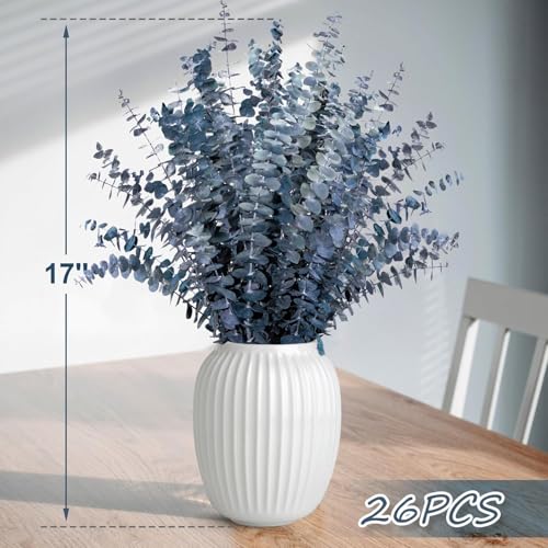 26Pcs Preserved Dried Eucalyptus Stems, 17-Inch Natural Blue-Green Bundle