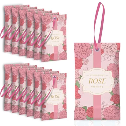 Rose Scented Sachets for Drawers and Closets - 14 Pack Long-Lasting Fragrance