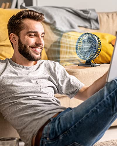 USB Desk Fan Personal Portable Quiet Small Table Fan Blue