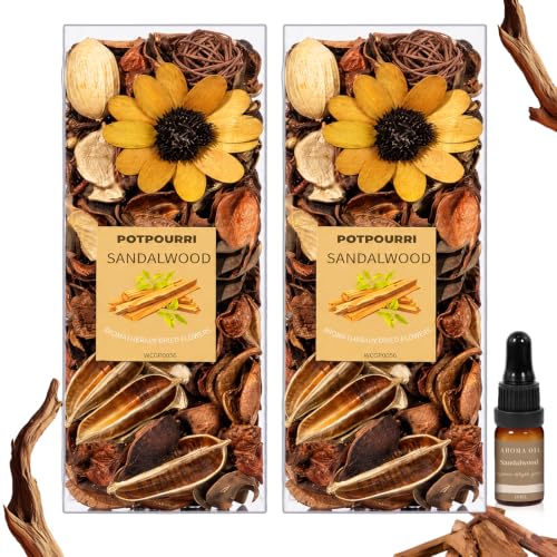 Sandalwood Scented Potpourri Bowl Filler Set with Essential Oil