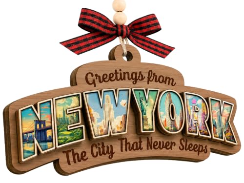 NYC Christmas Ornament - New York Landmarks Wooden Keepsake Gift