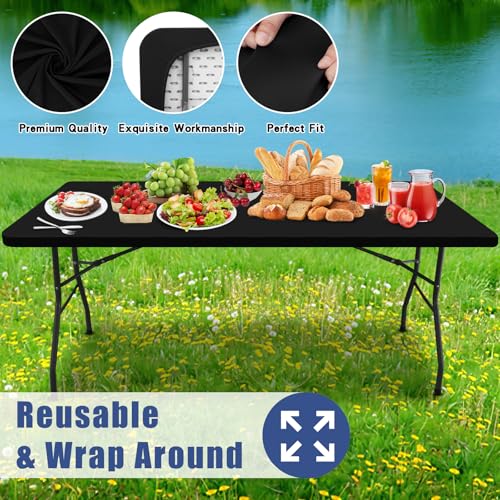 2-Pack 6ft Rectangle Spandex Fitted Tablecloth - Waterproof Stretch Cover