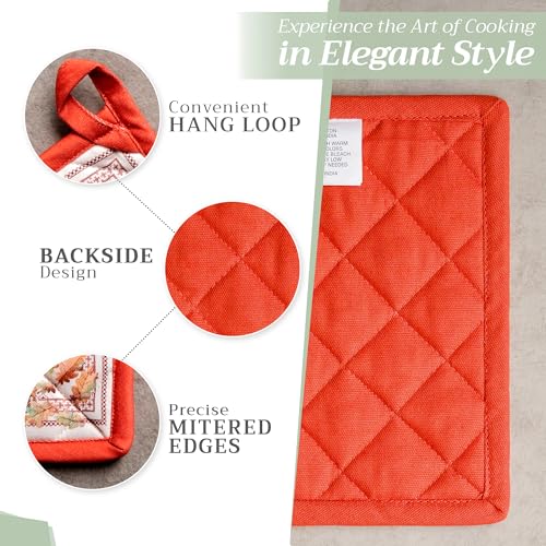 Maison d'Hermine Amarante Pot Holders Set of 2 8x8in Cotton Kitchen Accessories