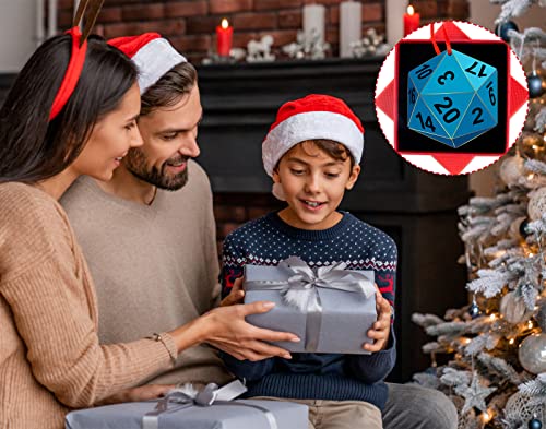 D4DREAM Funny Christmas Ornament C - 3" Acrylic D20 Dice for Tree Decor, Gamer Gift