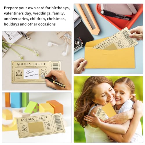 A-1 Piece Golden Ticket Scratch-off Card with Envelope - Personalized Surprise Gift for Birthdays, Valentine's Day, Christmas, and Special Occasions