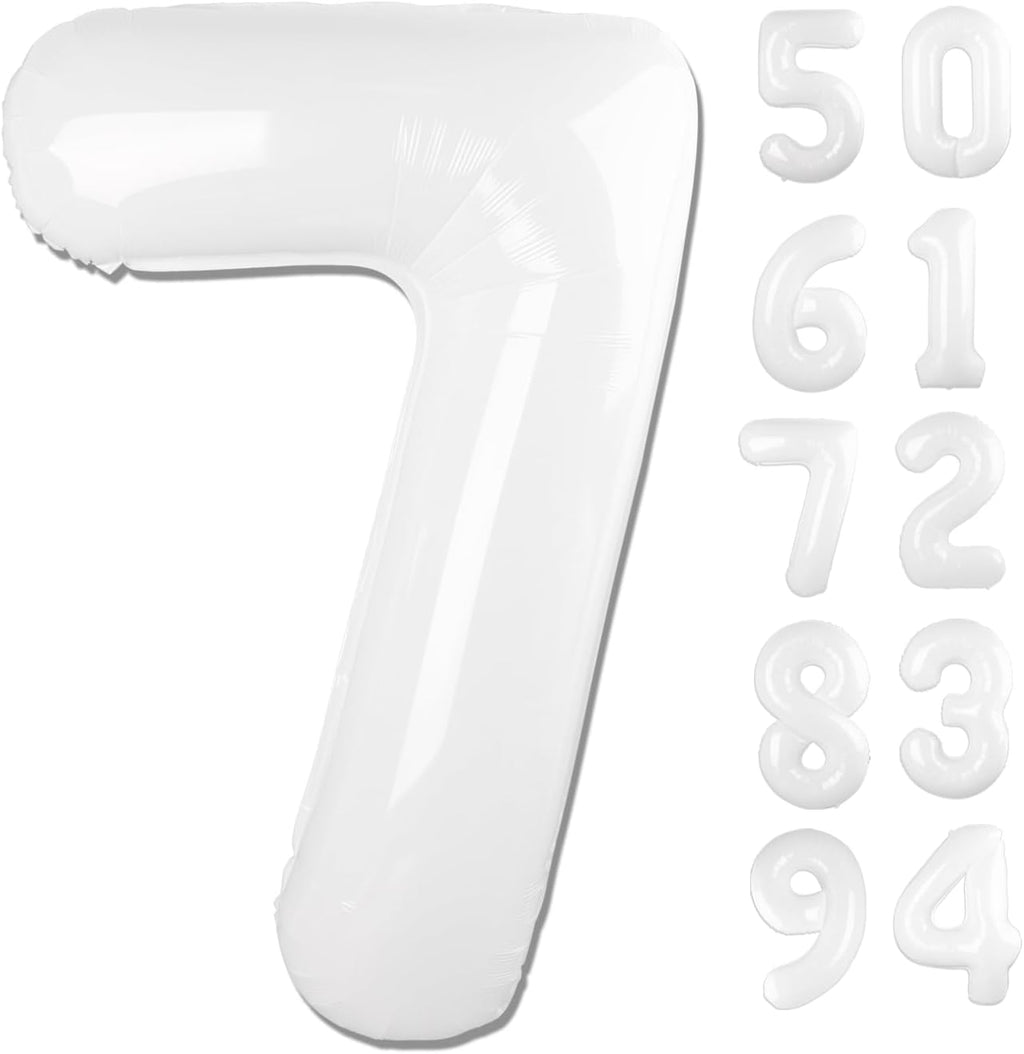 Translucent Number 7 Balloon by [Brand Name] - 40 Inch White Birthday Decoration for Kids & Adults