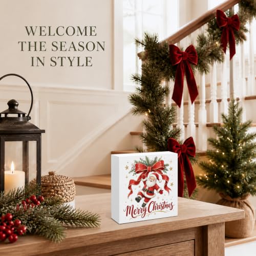 Christmas Wooden Sign Santa Claus Decor Holiday Wall Art