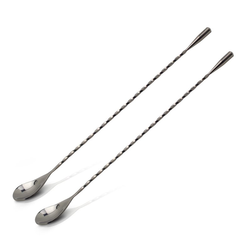 The Art of Craft Bar Spoon: 12.5” Stainless Steel Cocktail Mixing Spoon, Long Handle Spiral Design with Weighted Teardrop End (Set of 2)