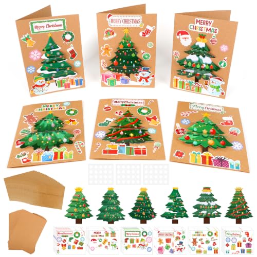 COCHIE Christmas Tree Card Making Kit - 24 DIY Holiday Greeting Cards & Decorations