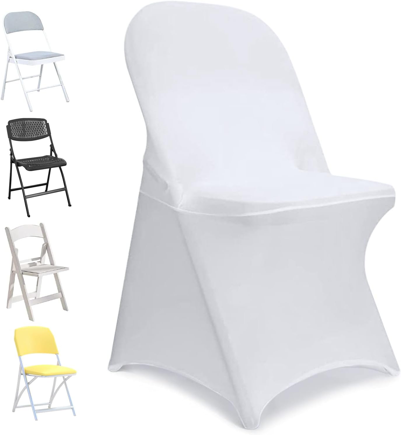 Skiennix Stretch Spandex Folding Chair Covers - 30 PCS Machine Washable Durable White Chair Covers for Events | Anti-Pilling & Rip Resistant
