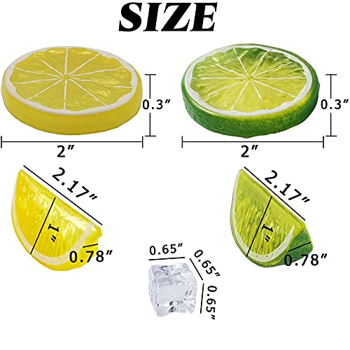 60PCS Artificial Lemon Slices and Fake Ice Cubes for Decor