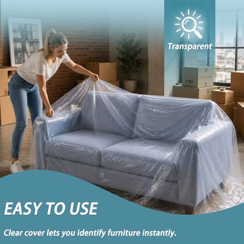 Extra Large Clear Plastic Sofa Loveseat Covers for Moving