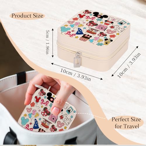Cartoon Castle Travel Jewelry Case, Small Portable PU Leather Organizer