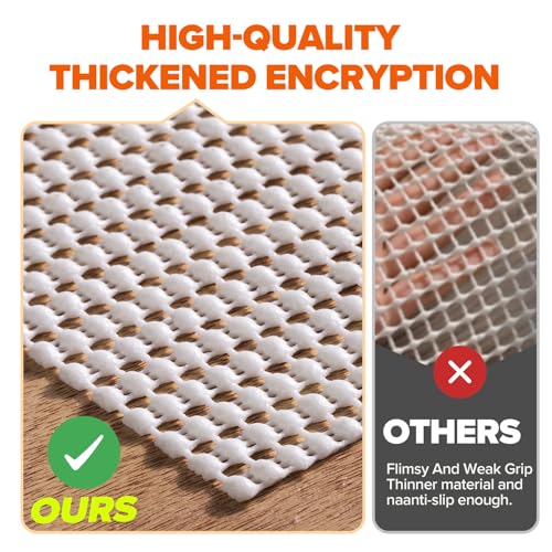 Non-Slip Rug Pad Gripper 8x10 Ft - Thick Cushioned Mat for Hardwood Floors