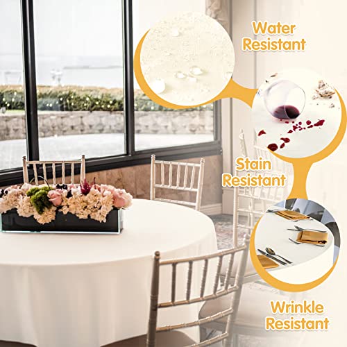 120-Inch Ivory Round Tablecloths 6-Pack - Stain & Wrinkle Resistant Polyester