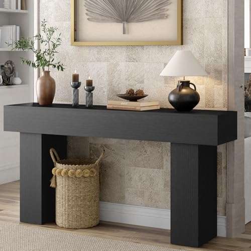 63-Inch Farmhouse Console Table, Narrow Wood Sofa Table for Entryway
