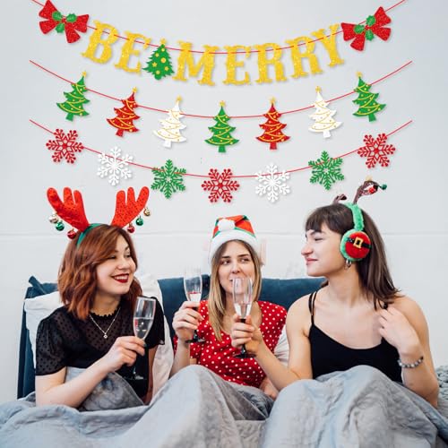 Gifloon Be Merry Christmas Banner - Holiday Decor for Mantle & Fireplace