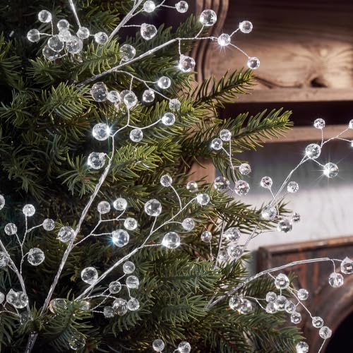 Crystal Bead Christmas Tree Picks - 12.6 Inch Holiday Decor Accents
