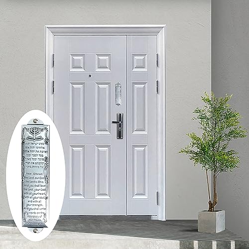 3pcs Metal Mezuzah Case Set with Scroll, 5.3-inch Decorative Door Blessing